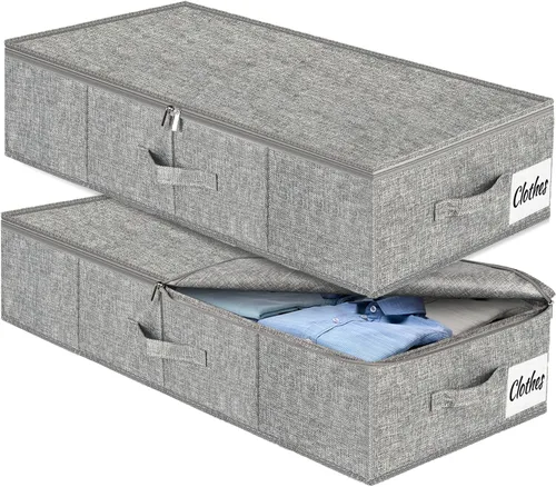 Miniatura 16 de Contenedores de Almacenamiento Debajo de la Cama Paquete de 2, 4.5 Pulgadas de Perfil Bajo y Delgado, Organizador de Almacenamiento de Ropa Debajo