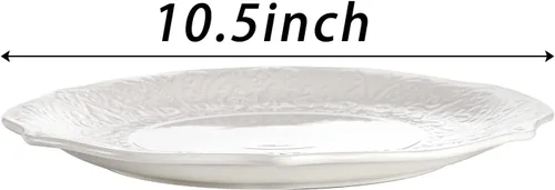 Miniatura 2 de SOUJOY Juego de 6 platos llanos de porcelana, platos blancos de 10.5 pulgadas, platos de vajilla con impresión en relieve para cena, restaurante