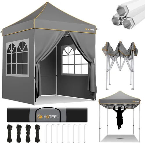 Miniatura 12 de Hoteel 10x15 Pop Up Canopy Tent Heavy Duty with 4 Sidewalls, Waterproof Party Tent, Easy Set-up Commercial Instant Tents with Roller Bag & Sandbags