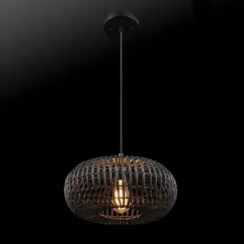 Miniatura 9 de Globe Electric 65701 Maren - Lámpara colgante de 1 luz, negro mate, pantalla de ratán, bombilla no incluida