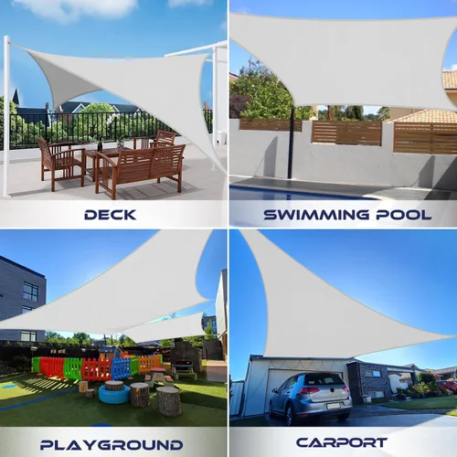 Miniatura 2 de Windscreen4less Vela de Sombra Solar Impermeable de 10'x10' Rectangular Cubierta de Toldo con Bloqueo UV para Patio Trasero, Terraza, Cubierta, claro