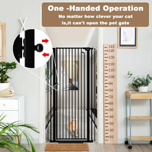 Miniatura 4 de Puerta para mascotas extra alta de 57" para gatos y perros-52.8"-57.4" Puerta para gatos extra ancha para marcos de puertas y escaleras-Espaciado