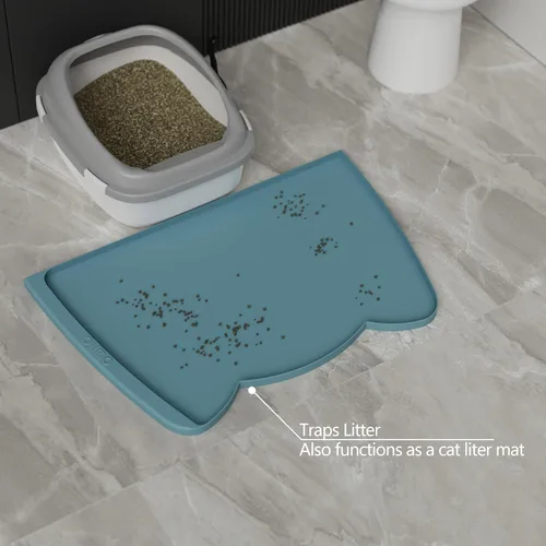 Miniatura 38 de OHMO - Tapete de silicona para alimentos para gatos, tapete de alimentación de mascotas para el piso, antideslizante e impermeable, bandeja de agua