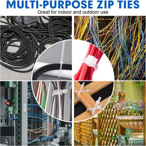 Miniatura 7 de Bridas para Cables, RAZCC 1200 piezas Bridas para Cables de 8 Pulgadas, Bridas de Alambre de Plástico Blanco Resistentes con Resistencia a