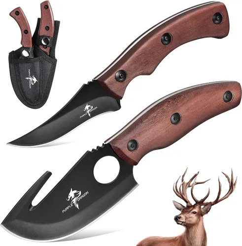 Set de Cuchillos de Hoja Fija Purple Dragon para Exteriores, Cuchillo Especialista y de Precisión de Acero de Alto Carbono, Kit de Utilidades de