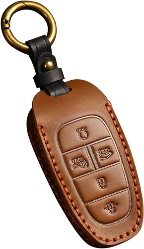 Miniatura 9 de SANRILY Funda de cuero para llavero para Hyundai Sonata Tucson 2022 2021 2020 Santa Fe Santa Cruz sin llave, funda de protección completa