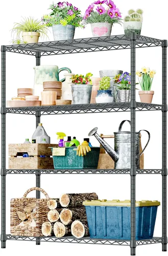 Miniatura 27 de IZEUK Estantes de Almacenamiento Conectados, Unidad de Estantería Metálica Ajustable DIY de Servicio Pesado para Esquina, Ideal para Cocina, Garaje