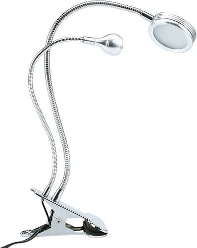 ZJchao Luz con clip, luz ajustable con clip en lámpara LED de doble cabeza, 2 en 1, luz de escritorio portátil USB para escritorio, luz LED de