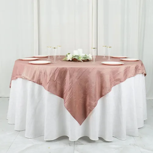 Miniatura 13 de Tableclothsfactory Mantel cuadrado de tafetán arrugado de acordeón beige de 72 x 72 pulgadas