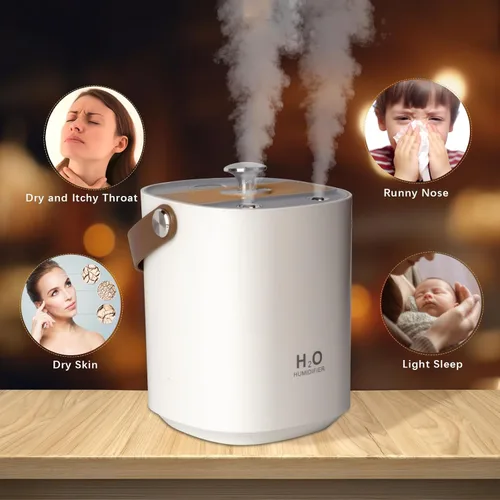 Miniatura 2 de Humidificador para dormitorio, humidificador portátil de niebla fría de 1.2 L, humidificador de escritorio USB, con luz nocturna cálida y diseño