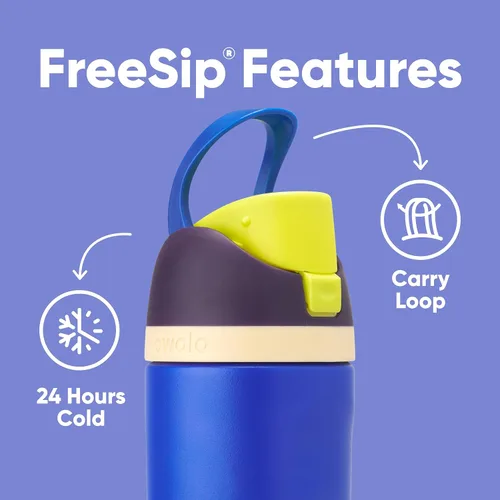 Miniatura 4 de Owala - Botella de agua aislada de acero inoxidable Kids FreeSip con pajilla, ideal para deportes, viajes y escuela. Libre de BPA, capacidad de 16