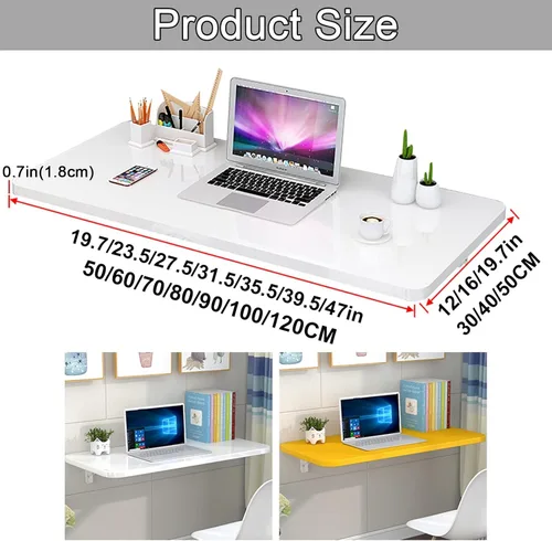 Miniatura 5 de HARELA Mesa plegable de 1 pulgada de grosor para colgar en la pared, mesa plegable de lavandería, mesa plegable resistente para oficina en casa