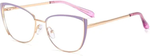 Miniatura 12 de Gafas de bloqueo de luz azul retro para mujer, marco de metal, gafas de ojo de gato