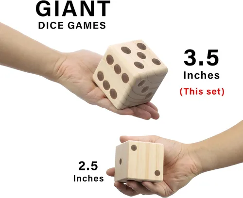 Miniatura 4 de Juego de dados gigantes de madera para patio, juegos de césped al aire libre para adultos y familia, madera de pino maciza de 3.5 pulgadas, juego
