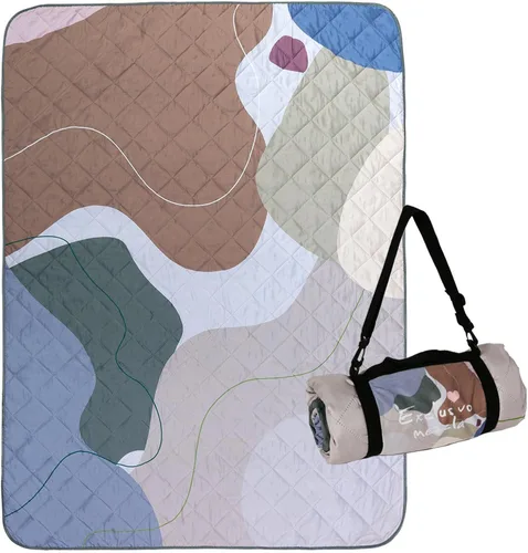 Miniatura 16 de Exclusivo Mezcla Manta de picnic impermeable de 60 x 80 pulgadas, manta de camping moderna a prueba de arena de poliéster floral multicolor grande