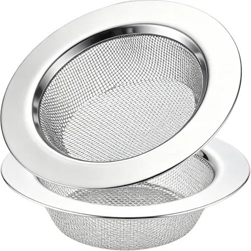 LASSHSWA 2 piezas de colador de fregadero de cocina de acero inoxidable, colador de drenaje de fregadero de cocina, coladores de fregadero con borde