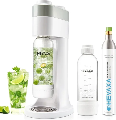 HEYAXA Máquina para hacer agua gasificada, máquina para hacer refrescos rápidamente para crear refrescos, incluye 2 botellas de carbonatación sin