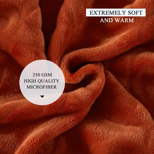 Miniatura 6 de Simple&Opulence Manta naranja quemada para sofá, manta supersuave y esponjosa para mujer, 50 x 60 pulgadas, acogedora y ligera manta de forro polar
