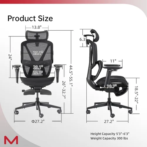 Miniatura 3 de Silla de oficina ergonómica con reposapiés, silla de oficina con reclinable de 136°, silla de escritorio de oficina con soporte lumbar ajustable