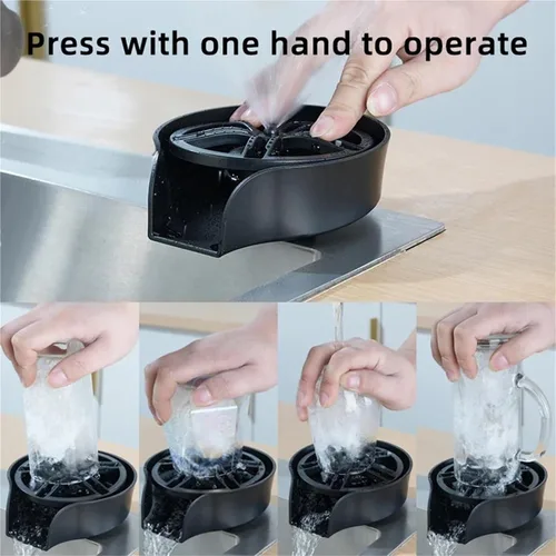 Miniatura 6 de Enjuagadora de vidrio para fregadero de cocina, arandela de tazas con boquilla giratoria 360 con manguera flexible, acero inoxidable 304 y compuesto