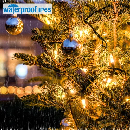Miniatura 5 de 100 luces LED de color blanco cálido a multicolor de 33 pies, funciona con pilas, 8 modos, tira de luces para interiores y exteriores, para árbol