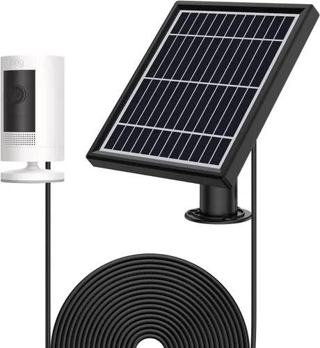 OLAIKE Panel solar para batería Ring Stick Up Cam y enchufe, cable impermeable de 12 pies, fuente de alimentación continua, no necesita reemplazo de
