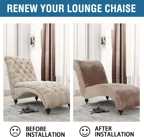 Miniatura 6 de H.VERSAILTEX Funda para Chaise Lounge de Interior de Terciopelo Funda Deslizable para Chaise de Alta Elasticidad Funda para Silla Lounge de Lujo sin