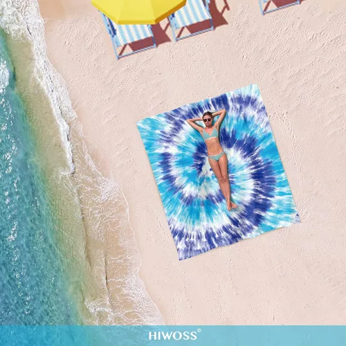 Miniatura 5 de Manta de playa impermeable a prueba de arena, de gran tamaño de 95 x 80 pulgadas, tapete de playa sin arena con bolsillos en las esquinas, bolsa
