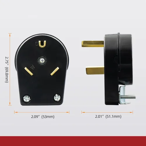 Miniatura 7 de AIDA Enchufe de repuesto para autocaravana de 30 amperios y 125 V, enchufe de ángulo resistente NEMA TT-30P, grado industrial autoconectado a tierra