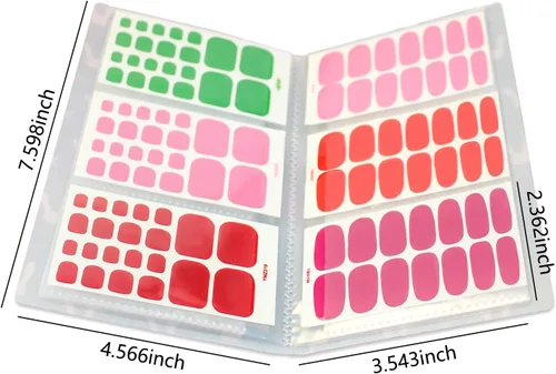 Miniatura 6 de Álbum de recolección de 120 ranuras para tiras de esmalte de uñas, envolturas completas para uñas de los pies, carpetas de almacenamiento vacías