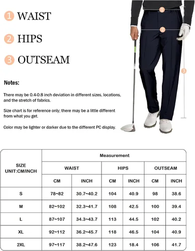 Miniatura 7 de Comdecevis Pantalones de golf para hombre, elásticos, para trabajo, pantalones chinos, pantalones deportivos casuales con bolsillos con cremallera