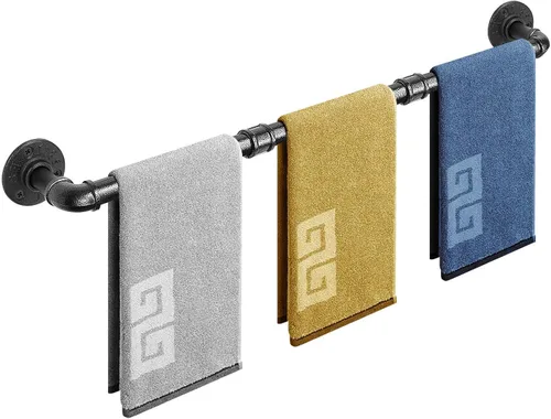 NearMoon Toallero industrial de tubería, accesorio de toallero de baño resistente, montaje en la pared, soporte para toallas de baño de hierro