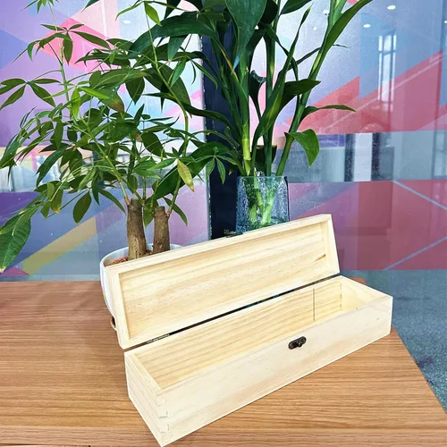Miniatura 3 de Caja de madera sin terminar para manualidades con cierre Caja de madera sin pintar rectangular para herramientas de artista de bricolaje Estuche