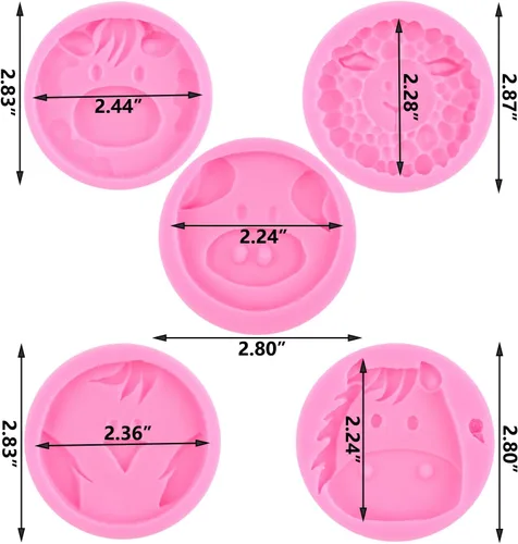 Miniatura 3 de ZiXiang Molde de silicona de animales de vaca, oveja, moldes de fondant, lindo cerdo, pollo, poni, caramelo, molde para decoración de pasteles