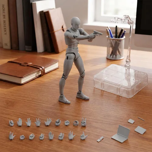 Miniatura 10 de Yookeer Conjunto de cuerpo, figuras de acción de dibujo, muñeca de dibujo de PVC femenino y masculino, modelo humano, maniquí, figuras de maniquí