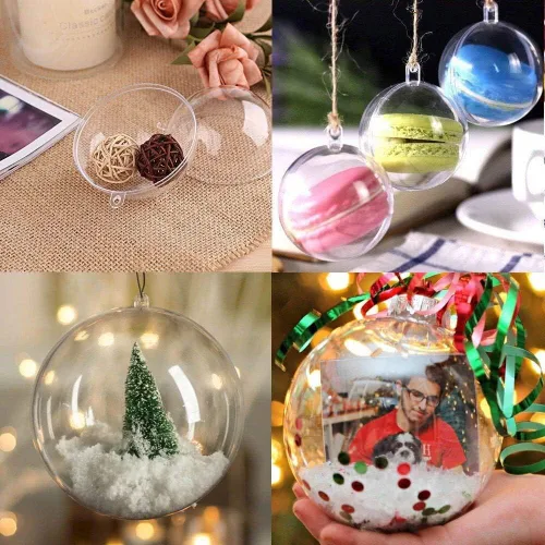 Miniatura 9 de Paquete de 12 bolas decorativas rellenables de plástico transparente de 3.15"/80mm para Navidad, festividades, boda, fiesta, decoración del hogar