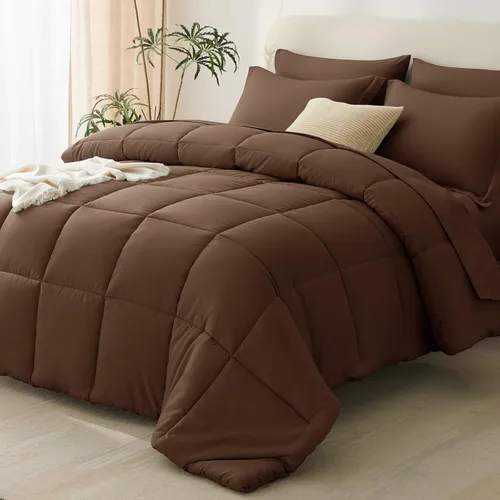 Miniatura 16 de CozyLux Juego de edredón tamaño individual XL, color beige, juego de cama de 5 piezas individual XL, juego de ropa de cama suave extra largo
