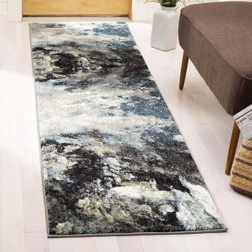 Miniatura 3 de SAFAVIEH Glacier Collection - Alfombra decorativa de 2 pies 3 pulgadas x 4 pies, azul y multicolor, diseño abstracto moderno, no desprende pelusa