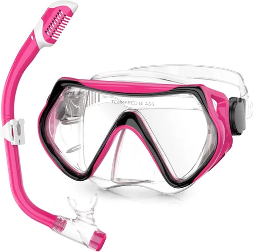 Miniatura 10 de Kids Snorkel Set Dry Top Snorkeling Gear for Kids Youth Boys Girls Junior Age 5-15,Tempered Glass Swimming Diving Mask and Snorkel Set 180 Degree
