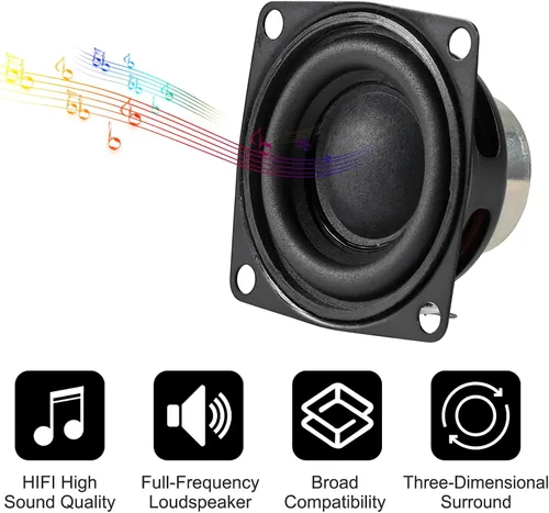 Miniatura 5 de ACEIRMC 4 unidades de 2 pulgadas, 4 Ohm, 10 W, altavoz de audio estéreo de rango completo, woofer, para Arduino (4 unidades)