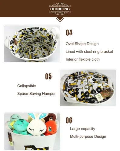 Miniatura 4 de Cesta grande para ropa sucia, organizador de dibujos animados para guardería, juguetes, lavandería, ropa para niños, cestas de regalo (ingeniería)