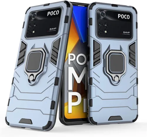 Miniatura 8 de MaiJin Compatible con funda Xiaomi Mi Poco M4 Pro 4G, soporte de anillo de metal a prueba de golpes (funciona con soporte magnético para automóvil)