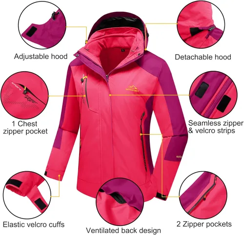 Miniatura 6 de MAGCOMSEN Women's 3-in-1 Winter Coats Snow Ski Jacket Water Resistant Windproof Fleece Lined Winter Jacket Parka