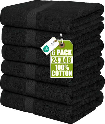 Utopia Towels Juego de 6 toallas de baño medianas, 100% algodón hilado en anillo (24 x 48 pulgadas), toallas de secado rápido medianas, ligeras y