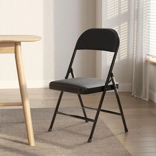 Miniatura 8 de Nazhura Paquete de 4 sillas plegables, juego de sillas de comedor de tela con cojín acolchado y respaldo, asiento interior y exterior para hogar