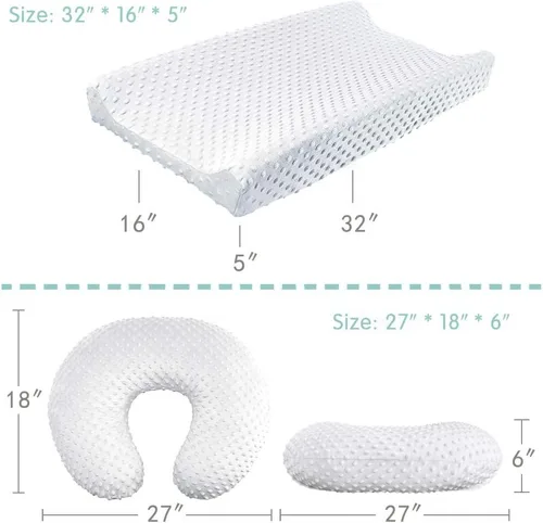 Miniatura 5 de Minky - Funda de almohada de lactancia para lactancia materna, en forma de U, para bebé, niño y niña, solo funda (beige y blanco, paquete de 2)