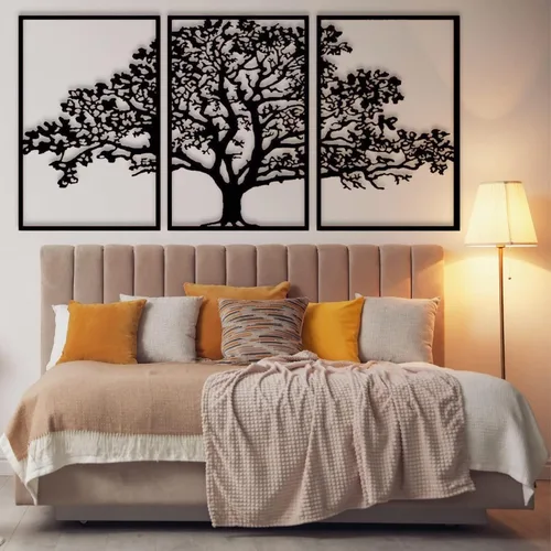 Miniatura 3 de Arte de pared de metal – Arte de pared de metal de árbol de la vida de 3 piezas, decoración de pared de árbol de metal grande, decoración de pared