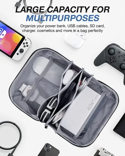 Miniatura 2 de BAGSMART Bolsa organizadora de electrónica, pequeña bolsa organizadora de tecnología de viaje para artículos esenciales de viaje, bolsa organizadora