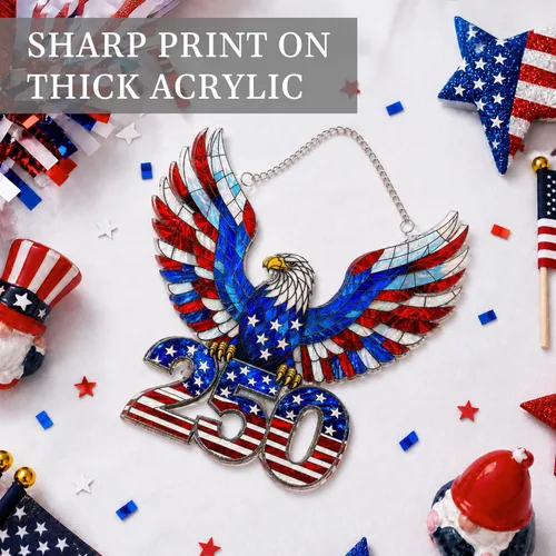 Miniatura 4 de Adorno de 250 aniversario de Estados Unidos, adorno para árbol de Navidad de Estados Unidos, 250 adornos de Navidad de bandera patriótica