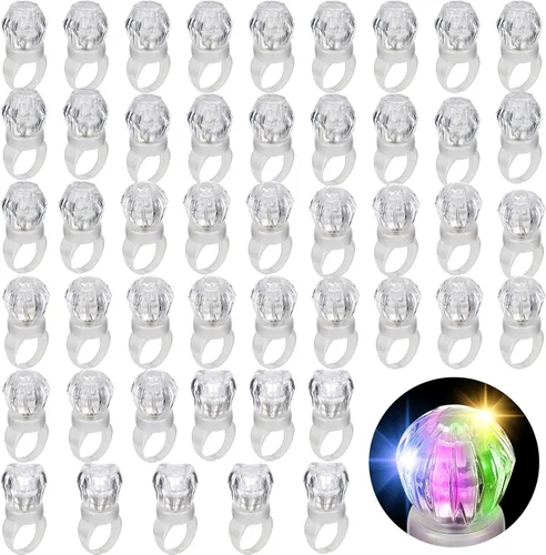 Retisee Paquete de 50 Anillos con Luz LED Favores de Fiesta de Despedida de Soltera Juguete que Brilla en la Oscuridad Decoración de Fiesta de